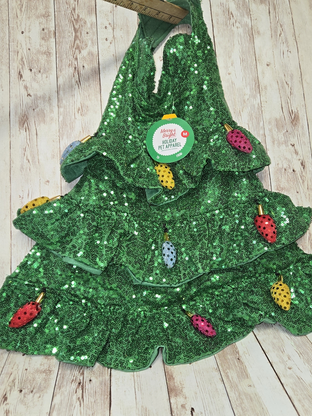 Merry & Bright Christmas Tree Pet Costume Medium NWT Sequin Holiday Outfit